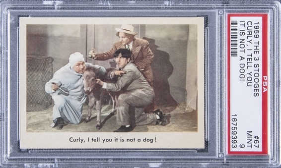 1959 Fleer "Three Stooges" #67 "Curly, I Tell You… " – PSA MINT 9